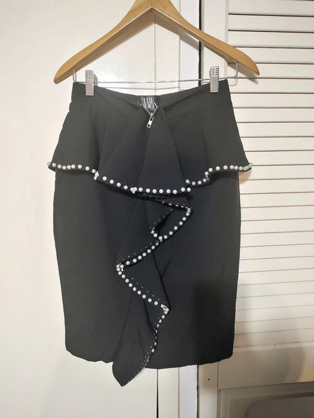 The Moon Black Pearl Embellished Mini Skirt Like New Size Small